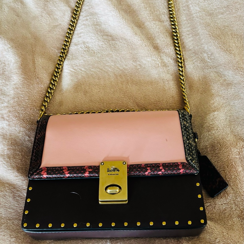 Coach X Jennifer Lopez Hutton Pink and Black Shoulder Bag